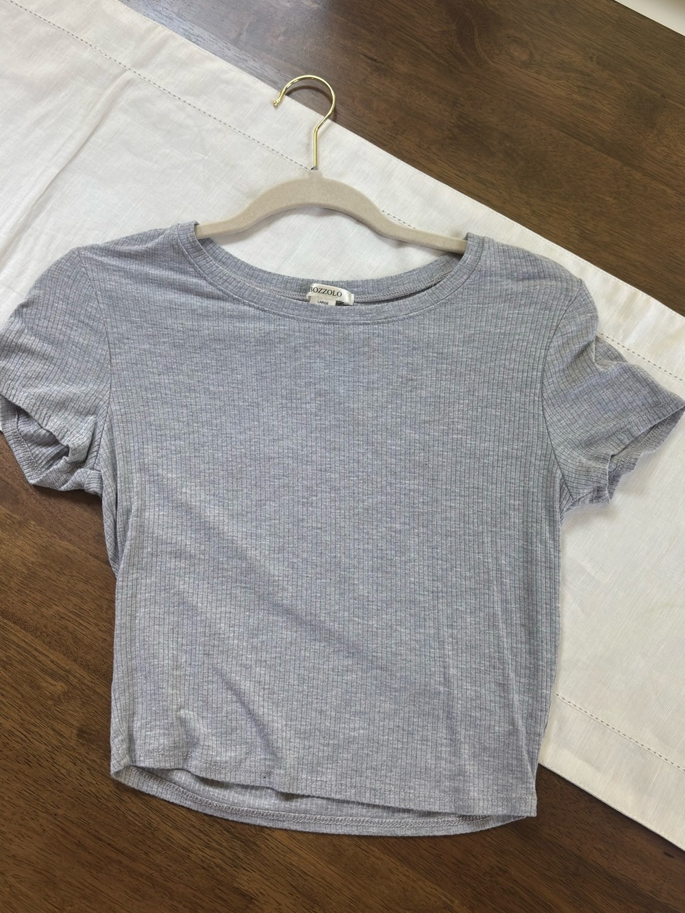 Bozzolo Light Heather Gray Ribbed Short Sleeve Tee